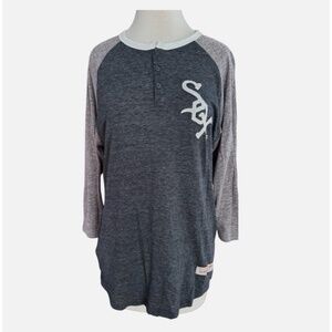 MITCHELL & NESS Vintage Chicago White Sox T-shirt Size M Gray 3/4 Sleeve